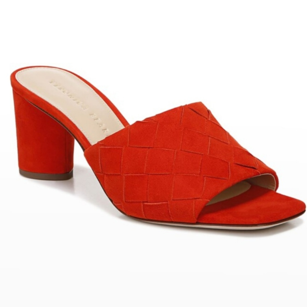 Veronica Beard Kiele Woven Suede Slide High-Heel